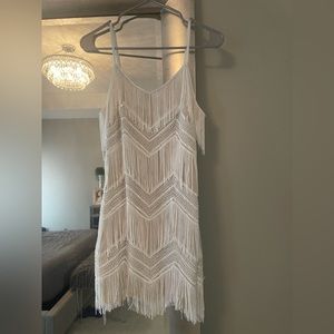 Lulu’s Shake It Off White Sequin Fringe Mini Dress